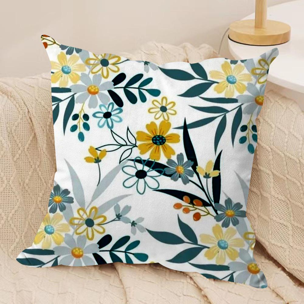 Classic Fresh Floral Pattern Cushion Cover Short plush Doublesided Print Square Throw Pillow Covers Sofa Home Cushion Decor