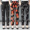 Summer Middle-aged and Elderly Women's Cropped Pants High Waist Elastic Oversized Pants Middle-aged Women's Floral Pants