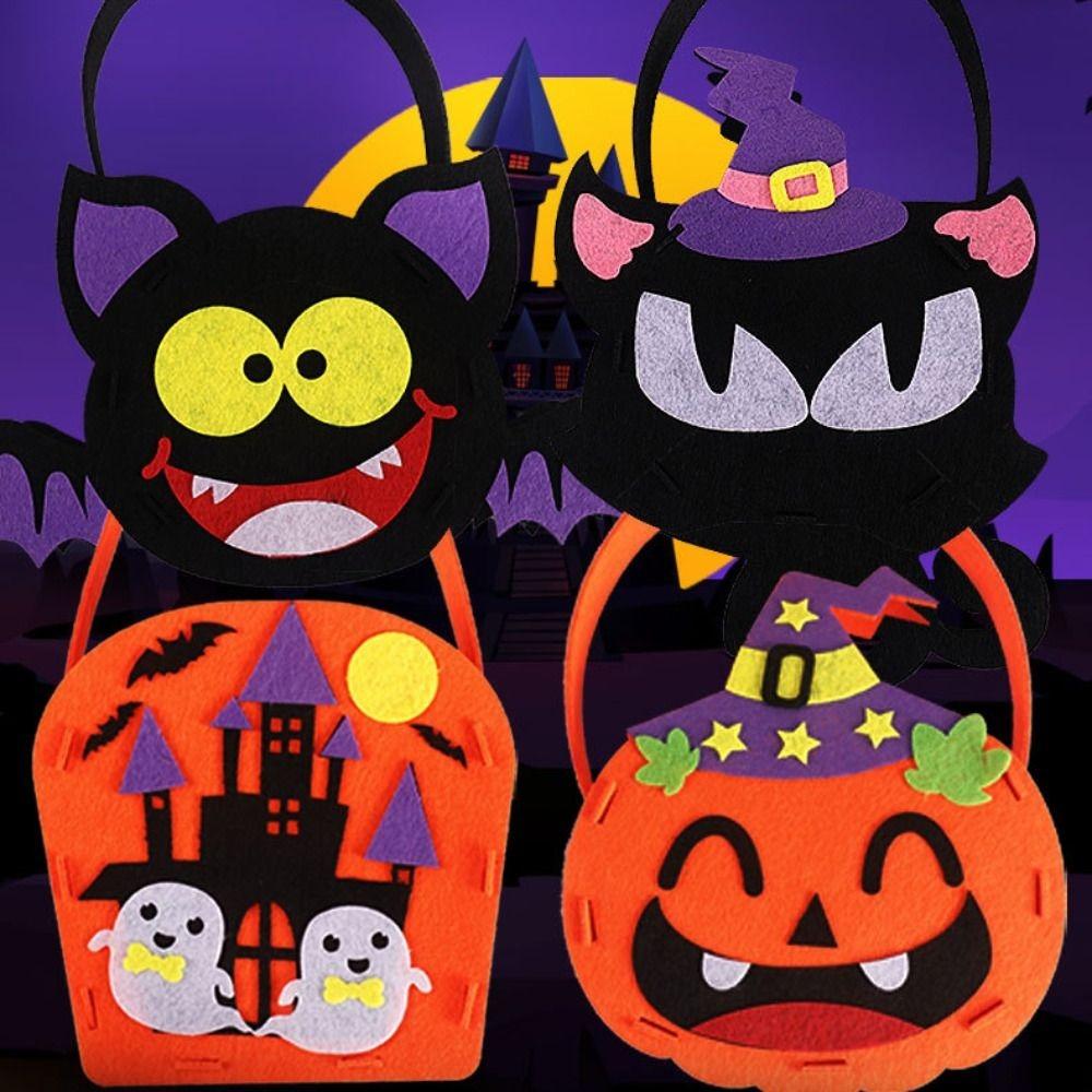 4pcs Spider Halloween Candy Bag Cartoon Storage Bucket Cute Gift Basket Tote Bag Festival