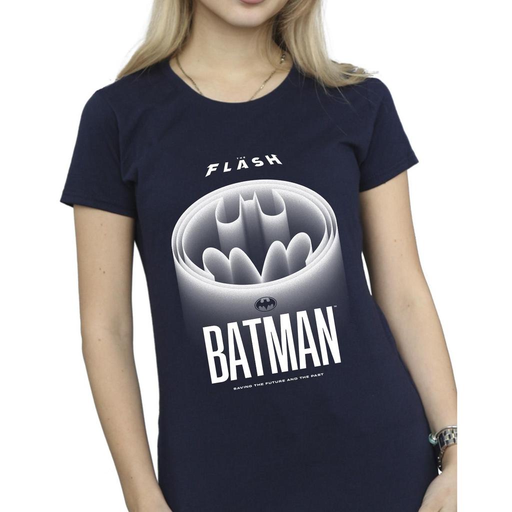 DC Comics Womens/Ladies The Flash Batman White Logo Cotton T-Shirt