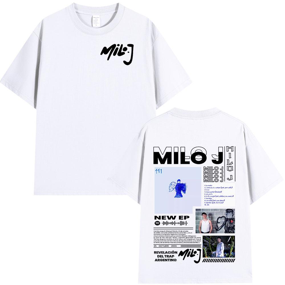 Rapper Milo J 111 Album Graphic Print Tshirts Unisexs Women Fashion Hip Hop Oversized T Shirts Cotton Casual Short Sleeve Tshirt