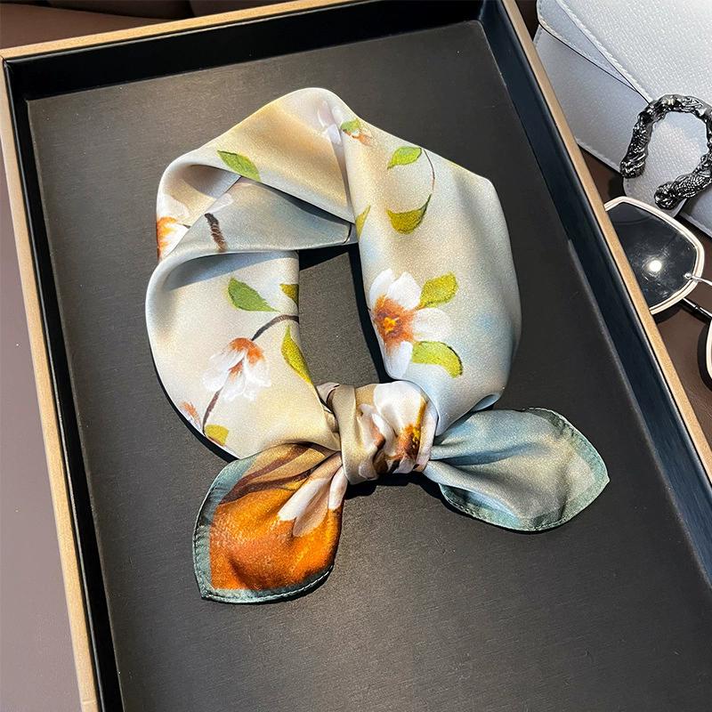 Новый 100% Натуральный Шарф из Натурального Шелка Женский Платок Бандана Квадратные Шарфы Палантин Косынка Тутовый Весенняя Мода Роскошный Высокое Качество Хиджаб