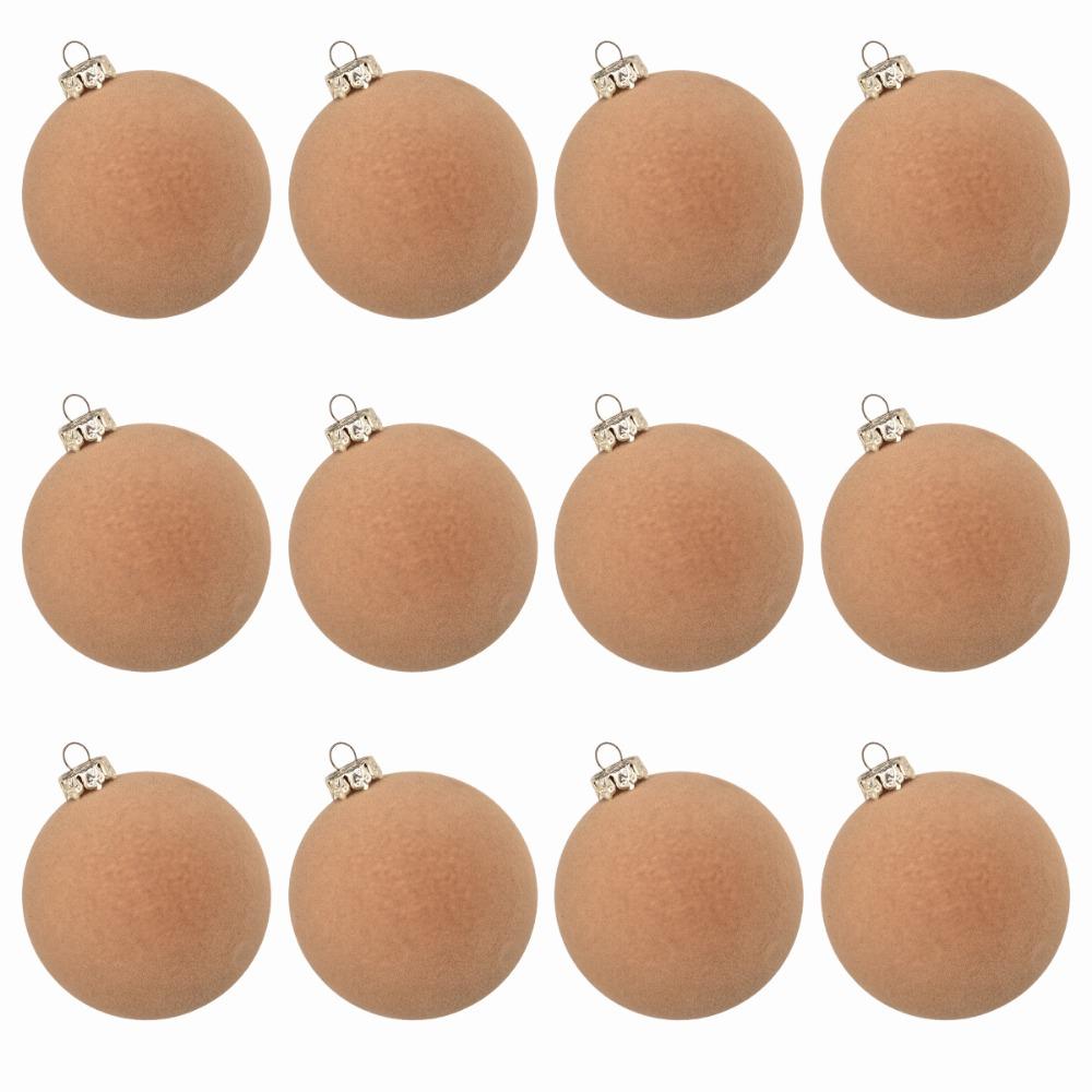 12 шт. Флокированные елочные шары, украшения 6 см, подвесные украшения для рождественской елки, домашние новогодние подарки