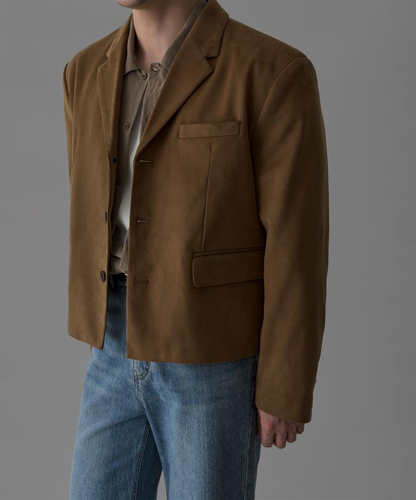 BOWLOW PRODUCT Suede Crop Blazer [Camel]