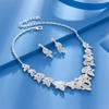 Zircon Earrings Shining Necklace Wedding Party Rhinestone Jewelry Set  Banquet