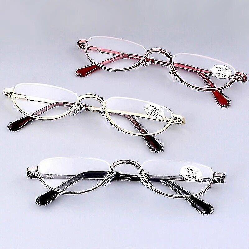 Reading Glasses Metal Spring Hinges Half Moon Semi Rimless Readers 1.0~ 4.0 Tw