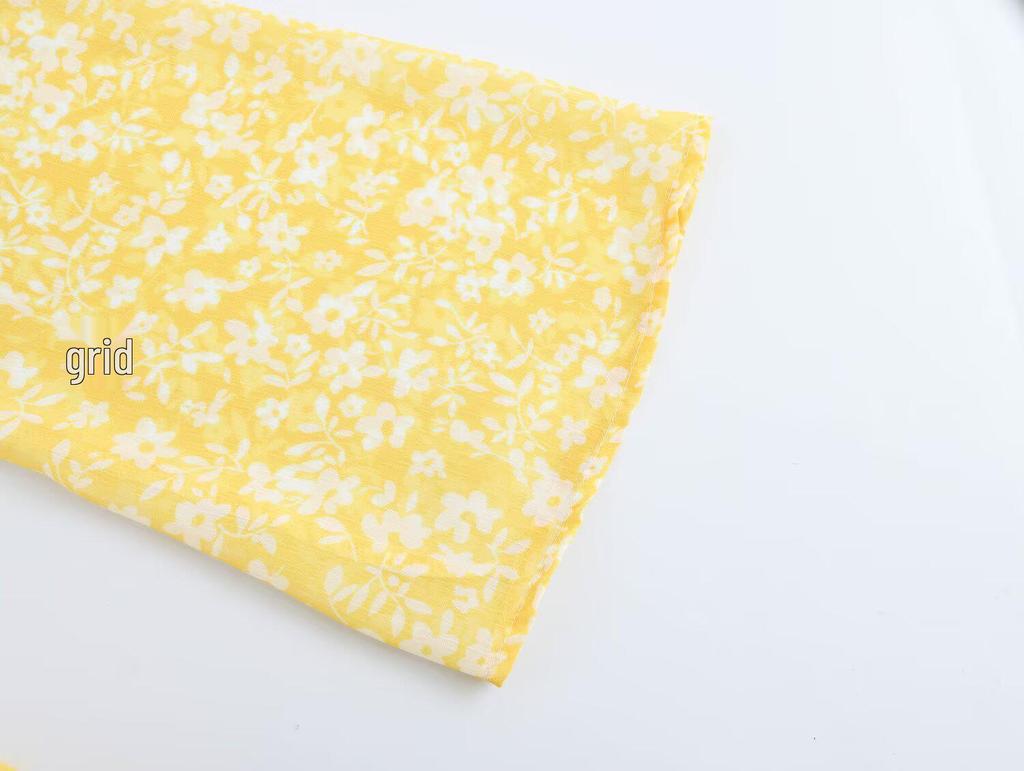 2025 Spring Women's European & American Style Floral Chiffon Long Sleeve Dress