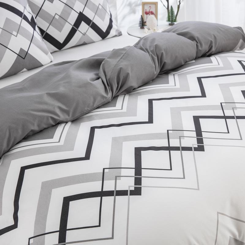 Abstract Geometric Duvet Cover Full Queen Size Wave Pattern Bedding Set Farmhouse Comforter Cover Microfiber Chevron Quilt Cover