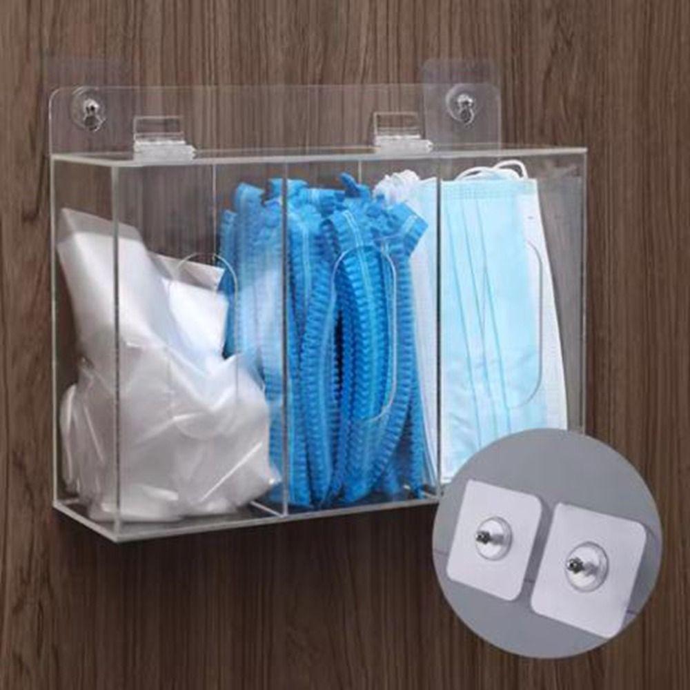 1/2/3 Grids Acrylic Glove Holder Transparent Wall Mounted Glove Storage Box Dustproof with Lid Gloves Dispenser Box Laboratory