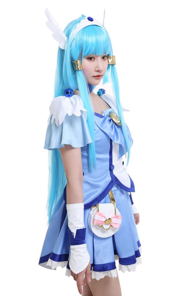 Miccostumes Anime Witch Cosplay Full Blue Hair Women's Costume, Student, Set, Top, Skirt, Accessory, Cute… (L)