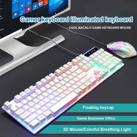 Gaming Keyboard Mouse Set No Driver Required Ergonomic Design DPI Adjustable Laptop Computer Wired Keyboard Mouse