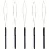 5-Pack Hair Extension Loop Threader Wire Hook Tool and Bead Setup Tool Plastic Hair Extension Loop Needle