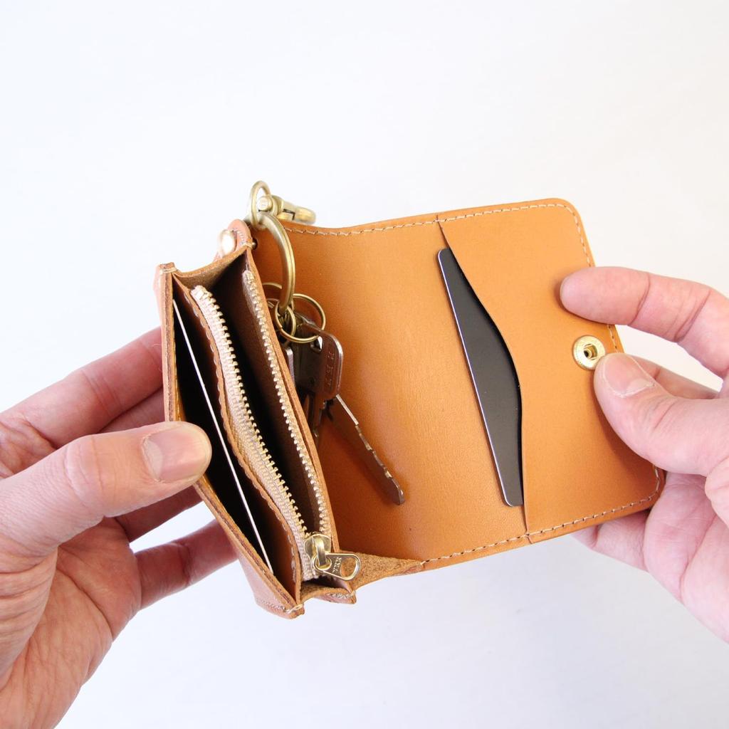 Key Case Smart Key with Card Holder Coin Purse Genuine Leather Tochigi Leather Smart Key Case Key Holder Brand Made in Japan Leather Black [Porco