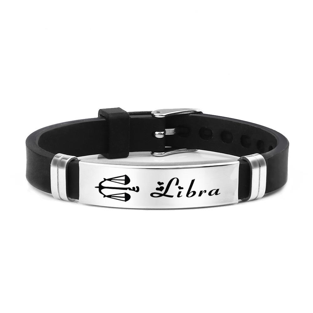 Мода 12 Созвездий Силиконовый Браслет Из Нержавеющей Стали Зодиак Гороскоп Регулируемый Браслет Для Пары Подарок На День Рождения Ювелирные Изделия для Женщин Мужчин
