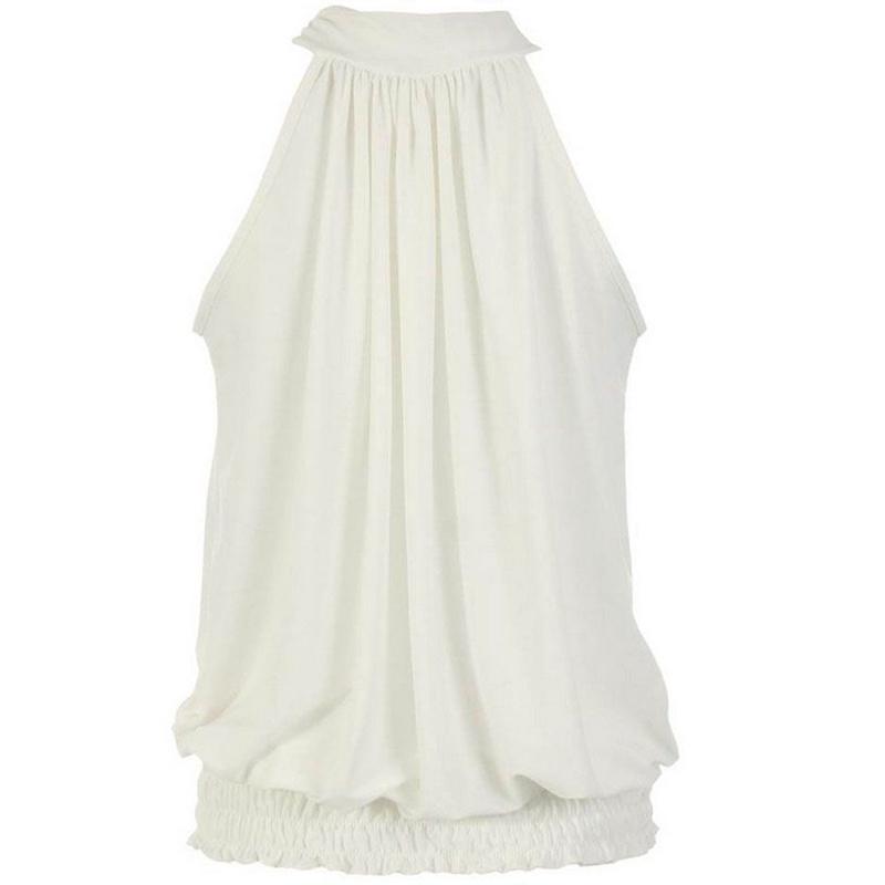 Элегантная женская блузка без рукавов из шифона «Лотос», излучающая вневременной стиль для офисной носки