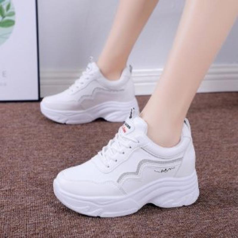 Hidden Heel White Shoes Women's Summer New Soft Bottom Wild Mesh Surface Shoes Sports Casual Shoes Women's Breathable Mesh Shoes
