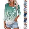 Women's T Shirt Tee Print 3/4 Sleeve Daily Weekend Fashion Basic Square Neck  Regular Top