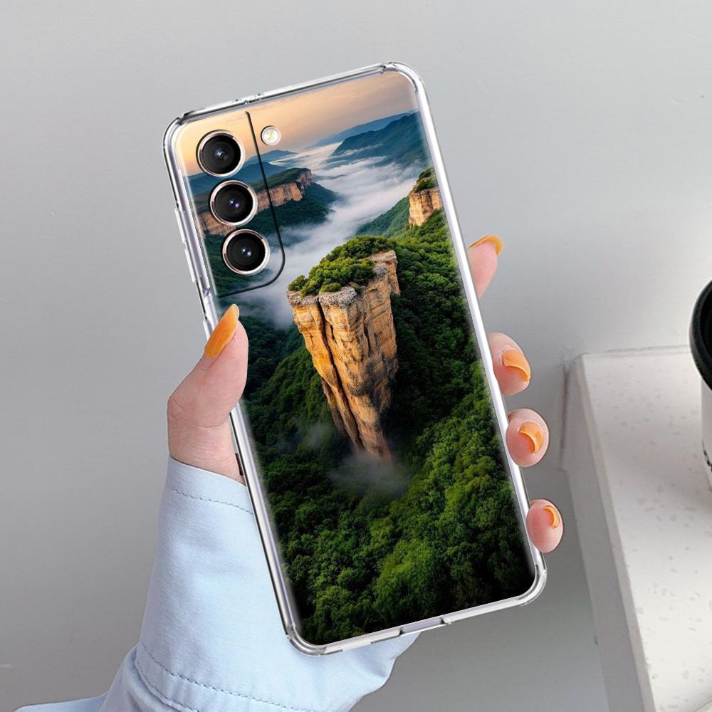 Чехол для телефона Samsung Galaxy S26 S25 S24 S23 S22 Ultra S20 S21 FE 5G Plus Мягкий прозрачный чехол Пейзаж с горными вершинами