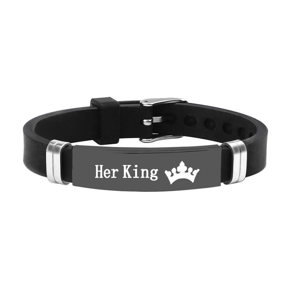 Cross-border stainless steel luminous crown couple necklace set, personalized design sense of fashion, leather titanium steel bracelet
