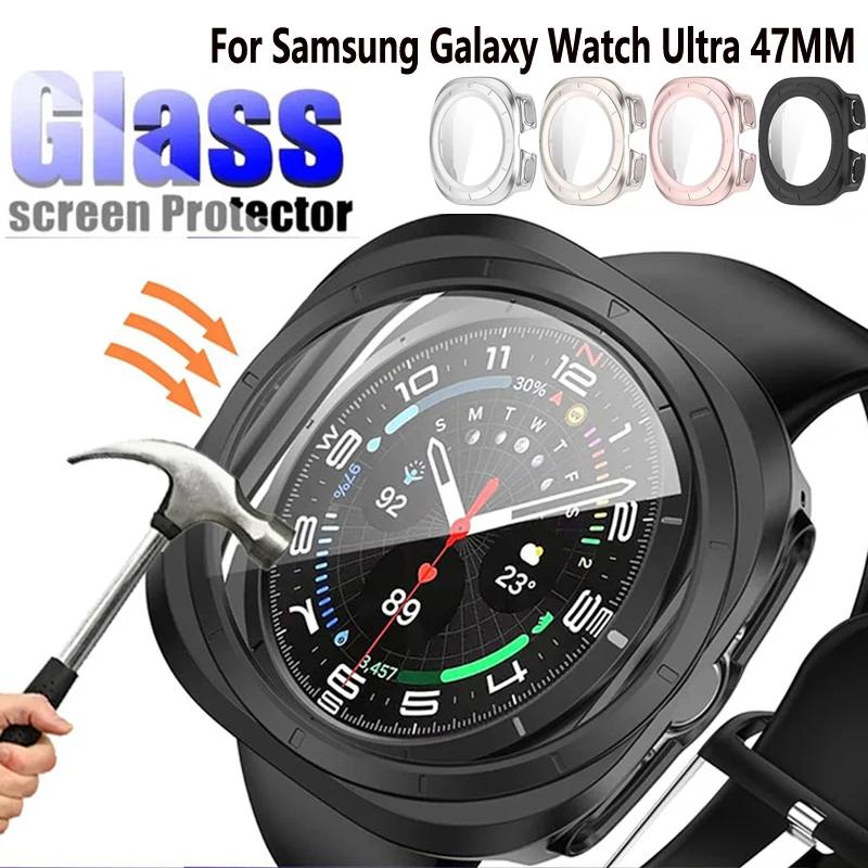 Корпус + Стекло для Samsung Galaxy Watch Ultra 47 мм Защитная Пленка из Закаленного Стекла для Galaxy Watch 7 Ultra Бампер