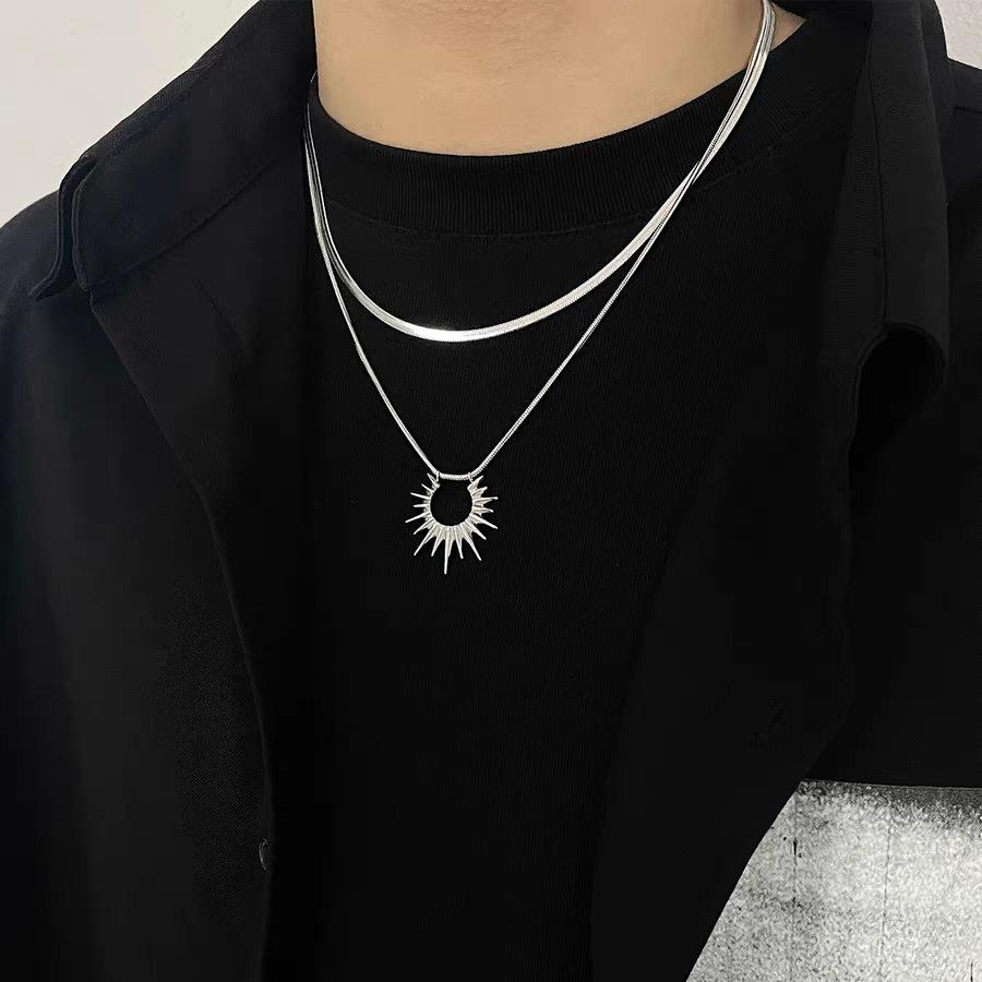 Двухслойная цепочка из костей змеи, солнце, нейтральное ожерелье, милая, классная, женская, легкая, роскошная, высокого класса, цепочка на ключицу