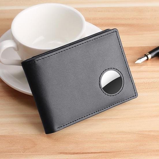 Men's Bifold Wallet Genuine Leather Wallet with Airtag Holder RFID Blocking Pocket