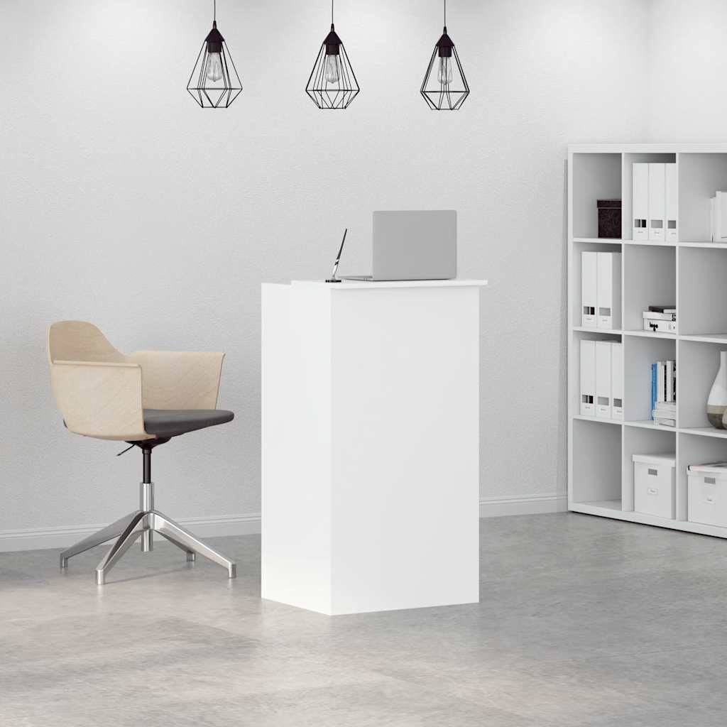 Vidaxl Biurko Recepcyjne Białe 55X50X103,5 Cm Drewno Klejone