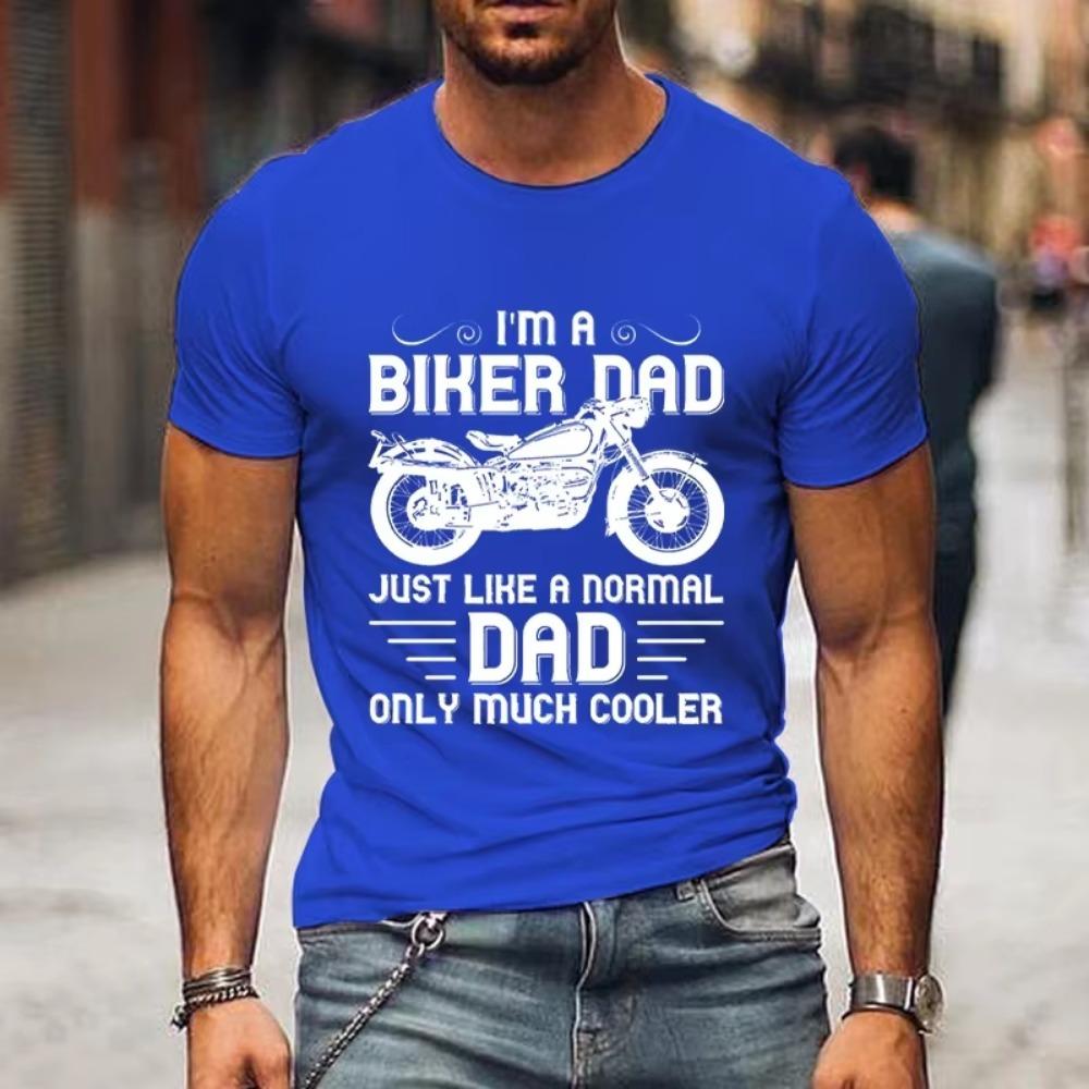 Я папа-байкер Принт Летняя футболка Мужская Мотоциклетная Графическая Футболка с Коротким Рукавом Свободная Футболка Хип-хоп Харадзюку Уличная одежда Мужская Футболка