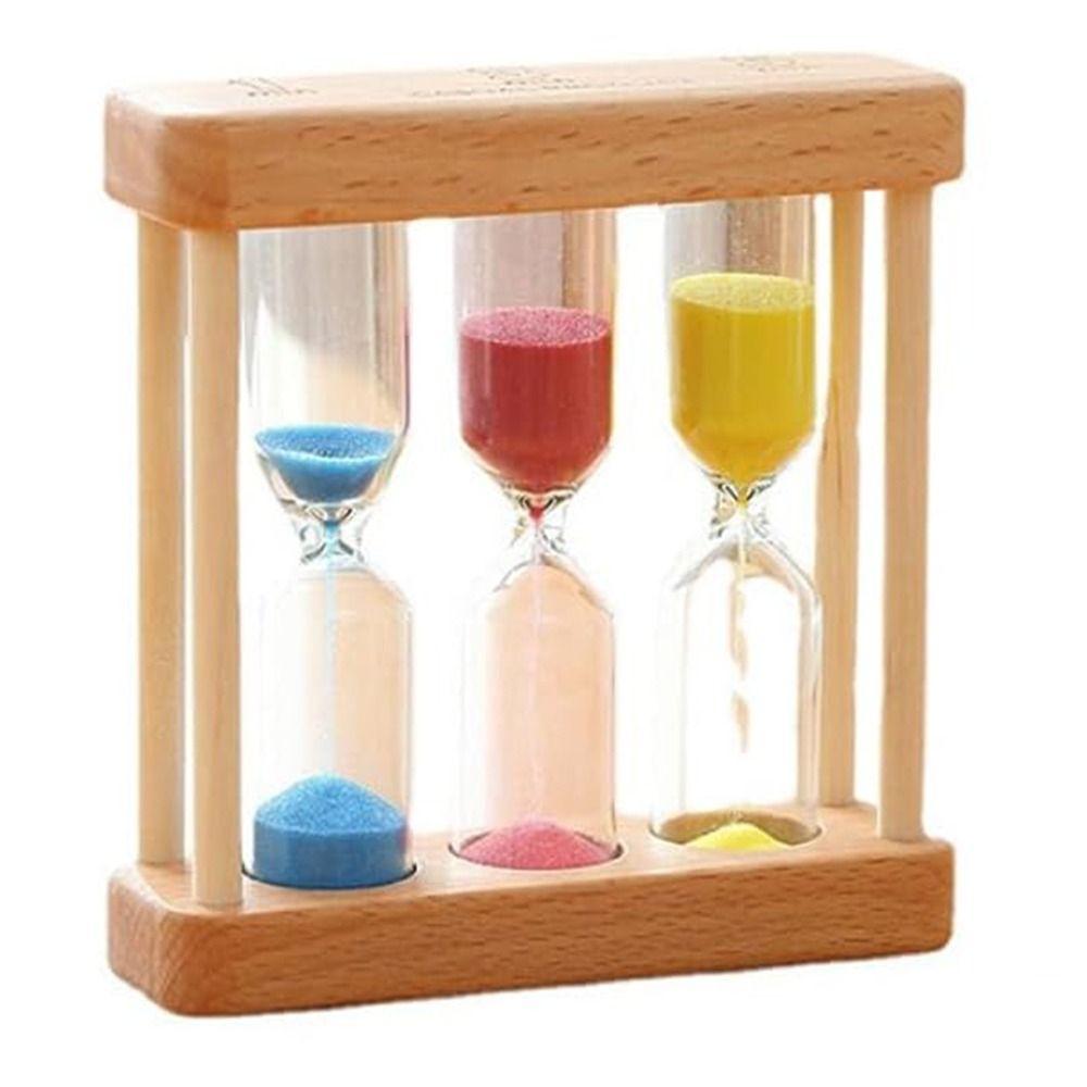 Песочные часы для чистки зубов в деревянной рамке на 1/3/5 минут 3-в-1 детские песочные часы цветные креативные песочные часы