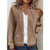 Women's Spring and Autumn Zipper Hooded Long Sleeve Cardigan Casual Comfortable Loose Jacket