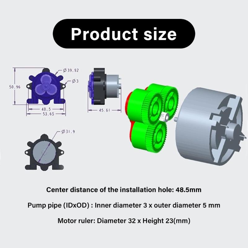 Multipurpose 12V Metal Peristaltic Pump Positive Negative Rotation 0.1 60RPM Flows Rate Lab Equipment Aquarium Use