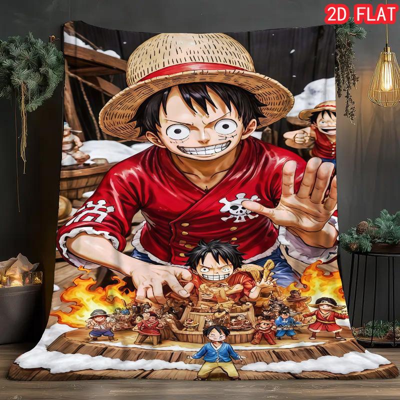 One Piece Daily Flannel Blanket Lightweight Soft Warm for Home Office Bedroom Use THW