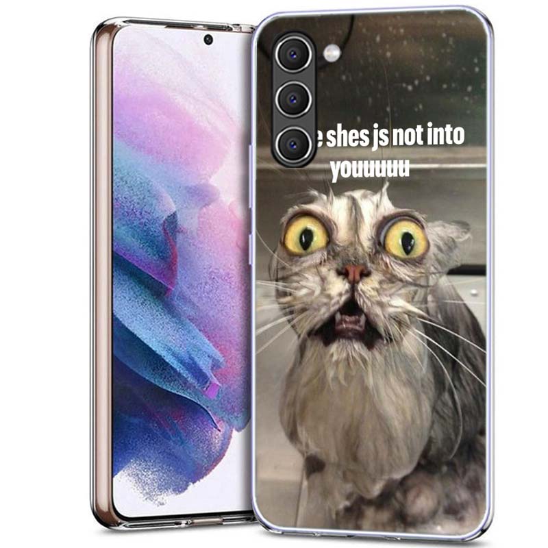 Забавный чехол для телефона с мемами про кошек для Samsung A54 A14 A24 A34 A17 A37 A57 A55 A35 A25 A15 A13 A23 A33 A53 A07 A05S A04S A03 A73 Gal