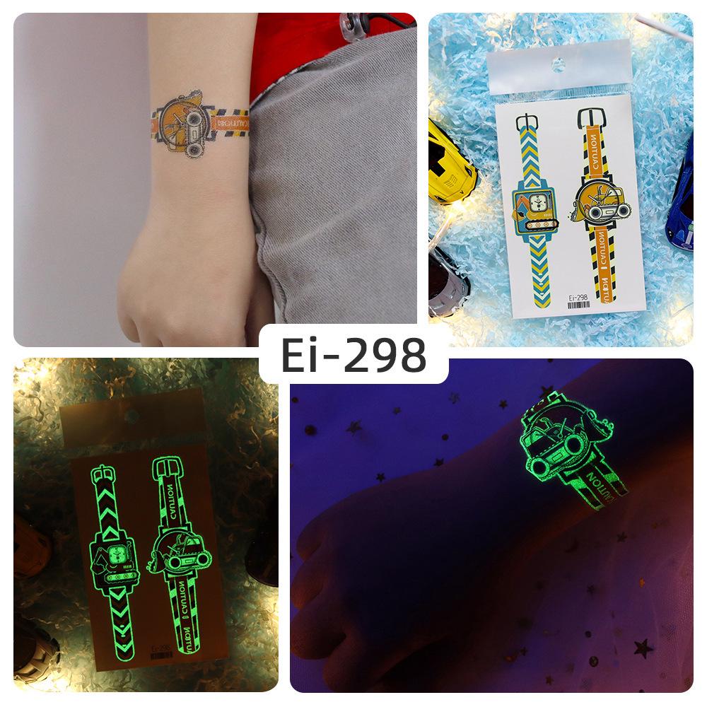 Rikalong Waterproof Luminous Cartoon Tattoo Stickers for Kids - Glow-in-the-Dark Watch Design