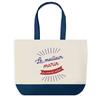 Tote Bag - PLANETEE - Grand Sac Shopping - Fond Bleu Marin - Coton 40x45 Cm - Fabriqué En France