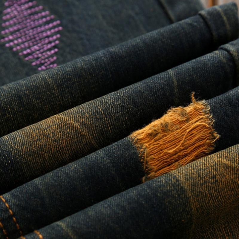 Мужские рваные джинсы в европейском и американском стиле, старые прямые джинсы, модные брюки в стиле ретро