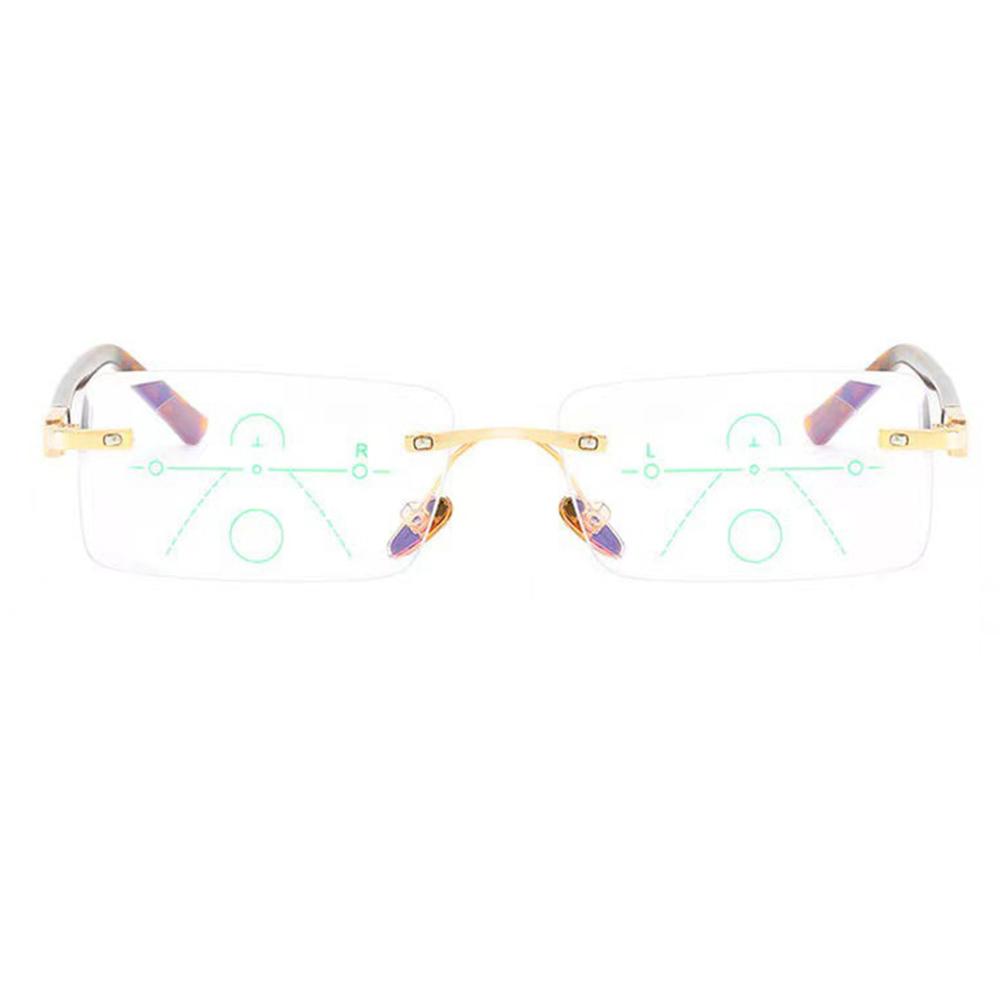 Limited Luxury Diamond Cut Multifocal Reading Glasses Rimless Progressive +0 75 to +4 Special Model