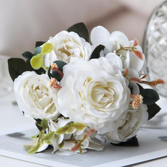 Винтажные искусственные пионы, искусственные шелковые цветы, букет гортензии, розы, пионы, цветочные центральные элементы для свадебного мероприятия, вечеринки, домашнего декора