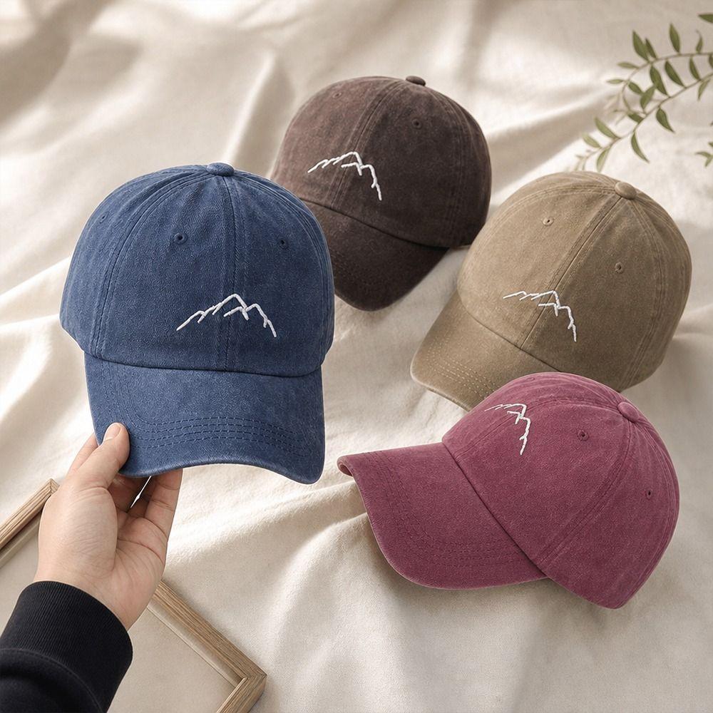 Adjustable Baseball Caps Mountain Embroidery Sun Headwear Vintage Trucker Hat Summer