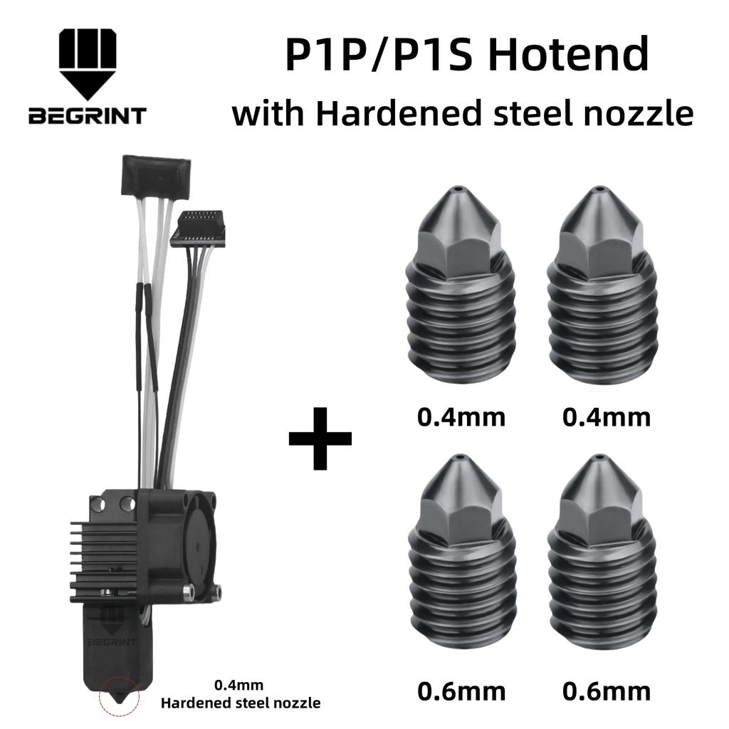 For Bambu Lab X1C P1P P1S Complete Hotend Print Head with Fan Thermistor Ceramic Heater 0.4mm Hardened steel nozzle For Bambulab