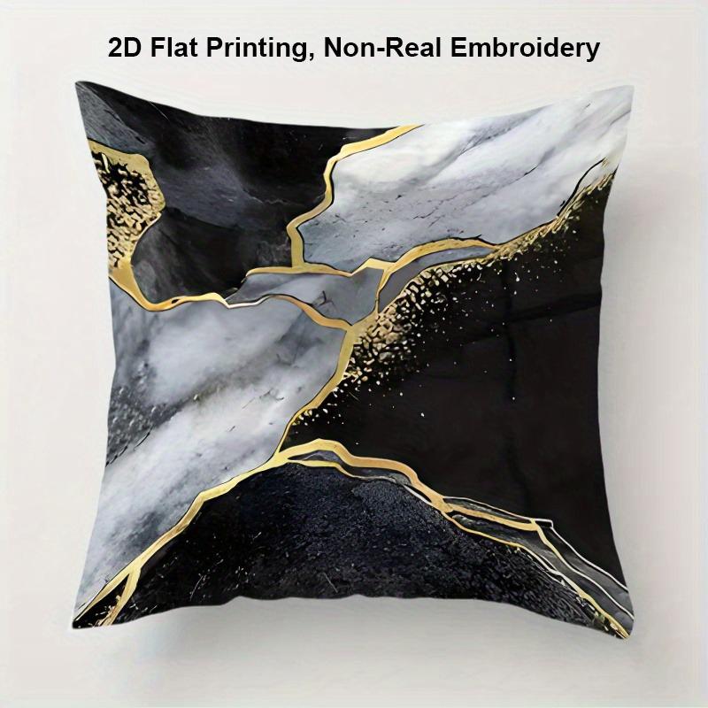 Abstract Blue and Gold Swirl Pattern Throw Pillow Cover for Modern Sofa Decor