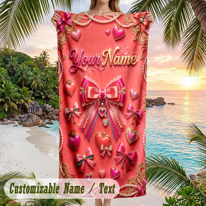 Decorative Artwork Theme Beach Towel Personalized Custom Name & Text Soft Quick Dry Beach Towel for Swimming Travel