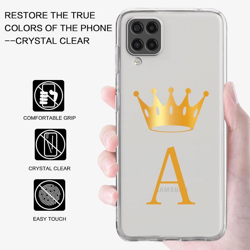 Чехол для Samsung Galaxy A52 A12 A51 A71 A32 A21s A22 A53 A23 A13 A03 A02 A41 A33 A11 A72 A73 Phone Cove Crown Letters ABC