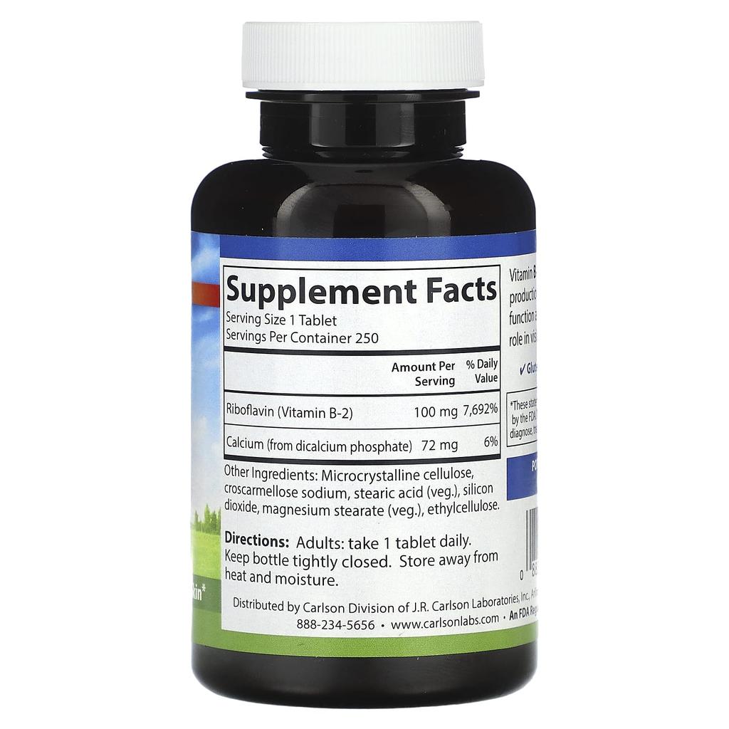 Vitamin B2, 100Mg, Vegetable Tablets 250 Tablets