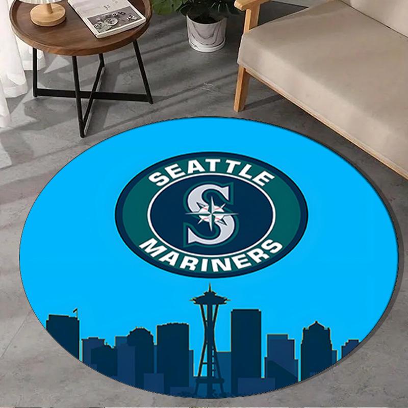Seattle Logo Round Rug for Livingroom,Bedroom, Palyroom, Chair Rug, Area rug, Circle Carpet, Large Size Fan Christmas gift