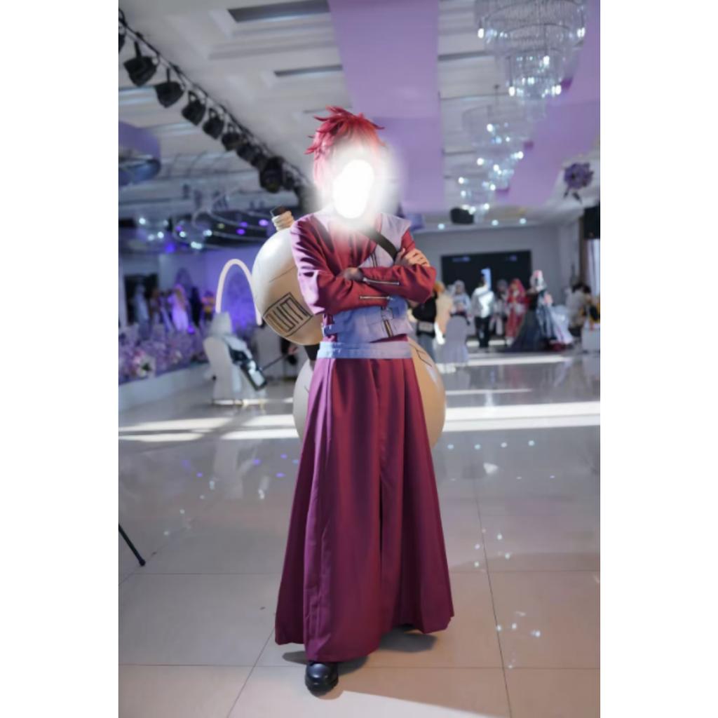 Gaara Cosplay Costume Sand Waterfall Fifth Kazekage Red Hair Shinobi Ninja Tatoo Sticker Set Wig Halloween Xmas