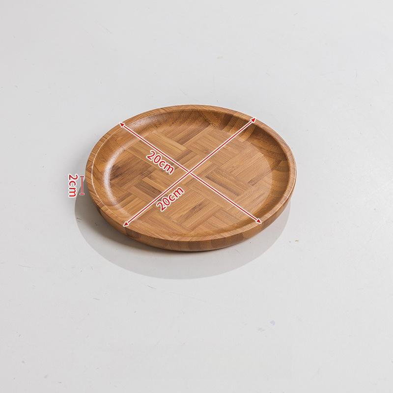 Nan Bamboo Checkered Carved Tea Tray Household Water Plate Dessert Snack Storage Tray for Restaurant Afternoon Tea