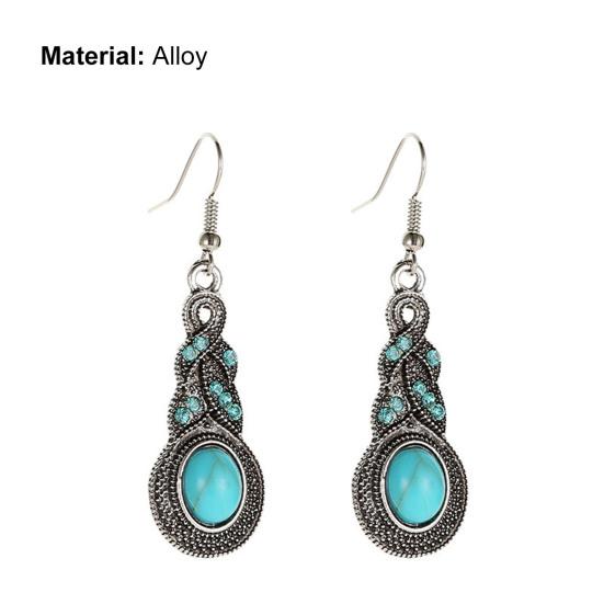 1 комплект женское ожерелье серьги искусственная бирюза винтажная бижутерия гальванопокрытие сверкающий набор украшений для вечеринки