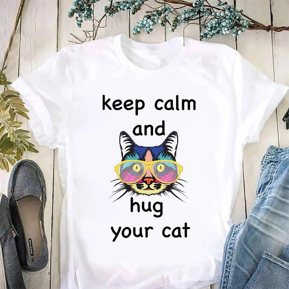 Футболка «Мать кошек» «Мама» Женская модная футболка Kawaii размера плюс с круглым вырезом Футболка с рисунком «Мама» Женские повседневные футболки с короткими рукавами