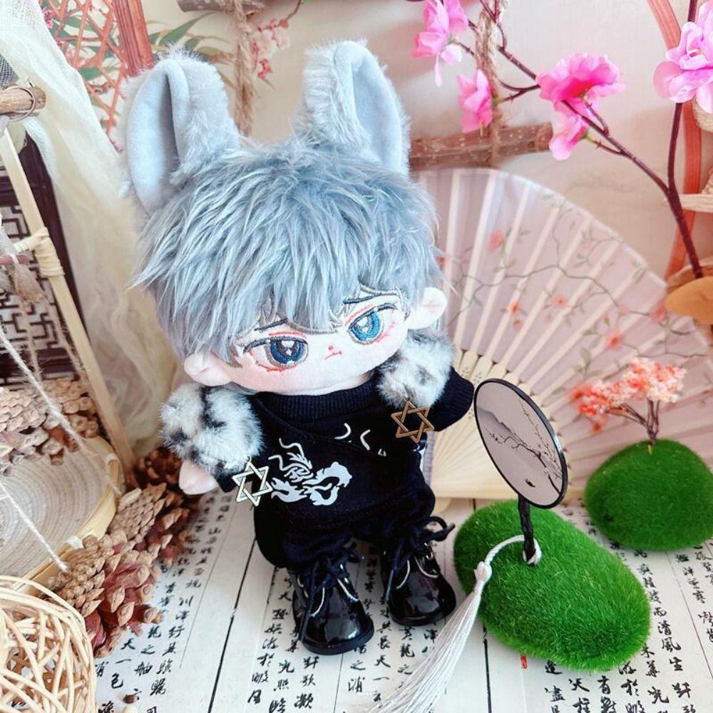 Black Cotton Stuffed Dolls Mini Clothes 20cm Doll Clothes Doll Plush Vest Doll Pants Doll Fur Coat